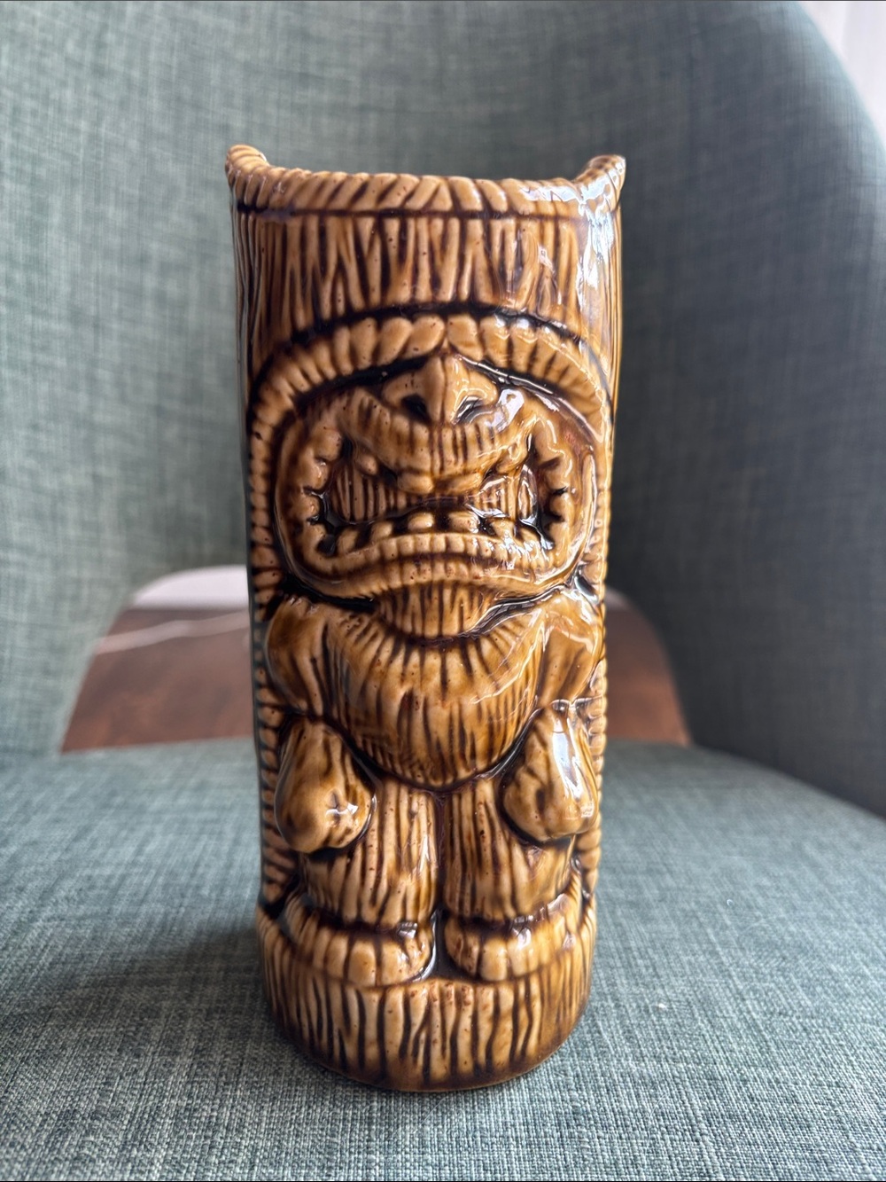 Tiki Farms Ceramic Tiki Bob mug tall Hawaiian full body man collectors glass EUC